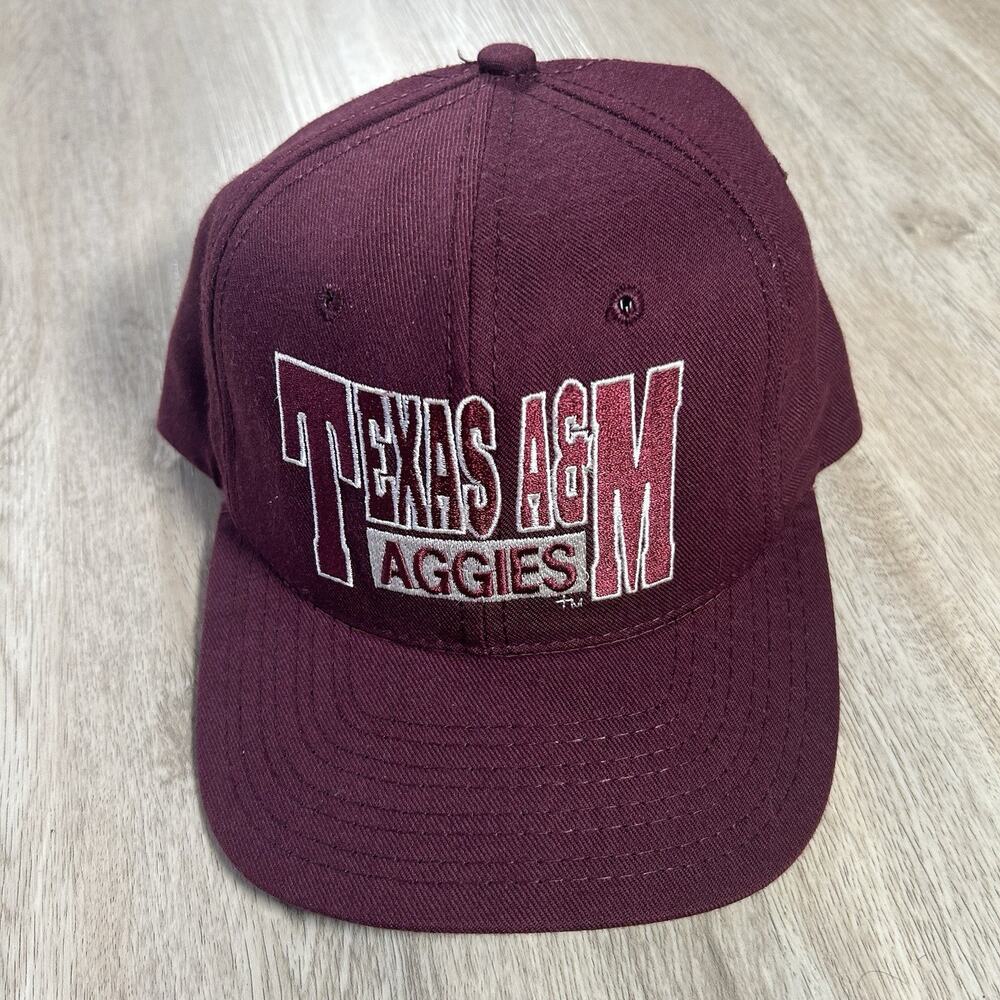 Vintage Texas A&M Aggies Hat Snapback College Red Maroon Wool Blend Cap USA